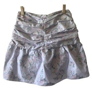 EXPRESS Lavender Floral Ruched Waist Lined A-Line Mini-Length Skirt NWT Size 0